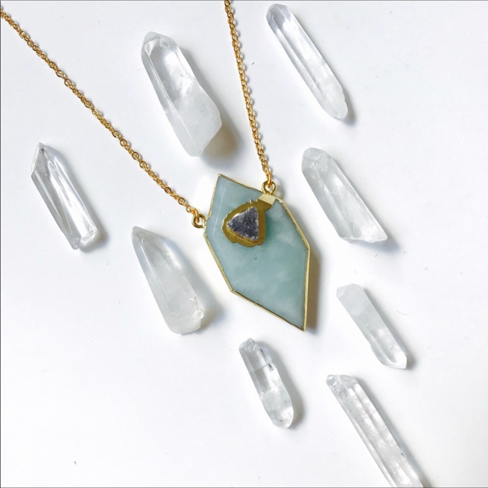 💫Amazonite and Druzy Gold Necklace💫